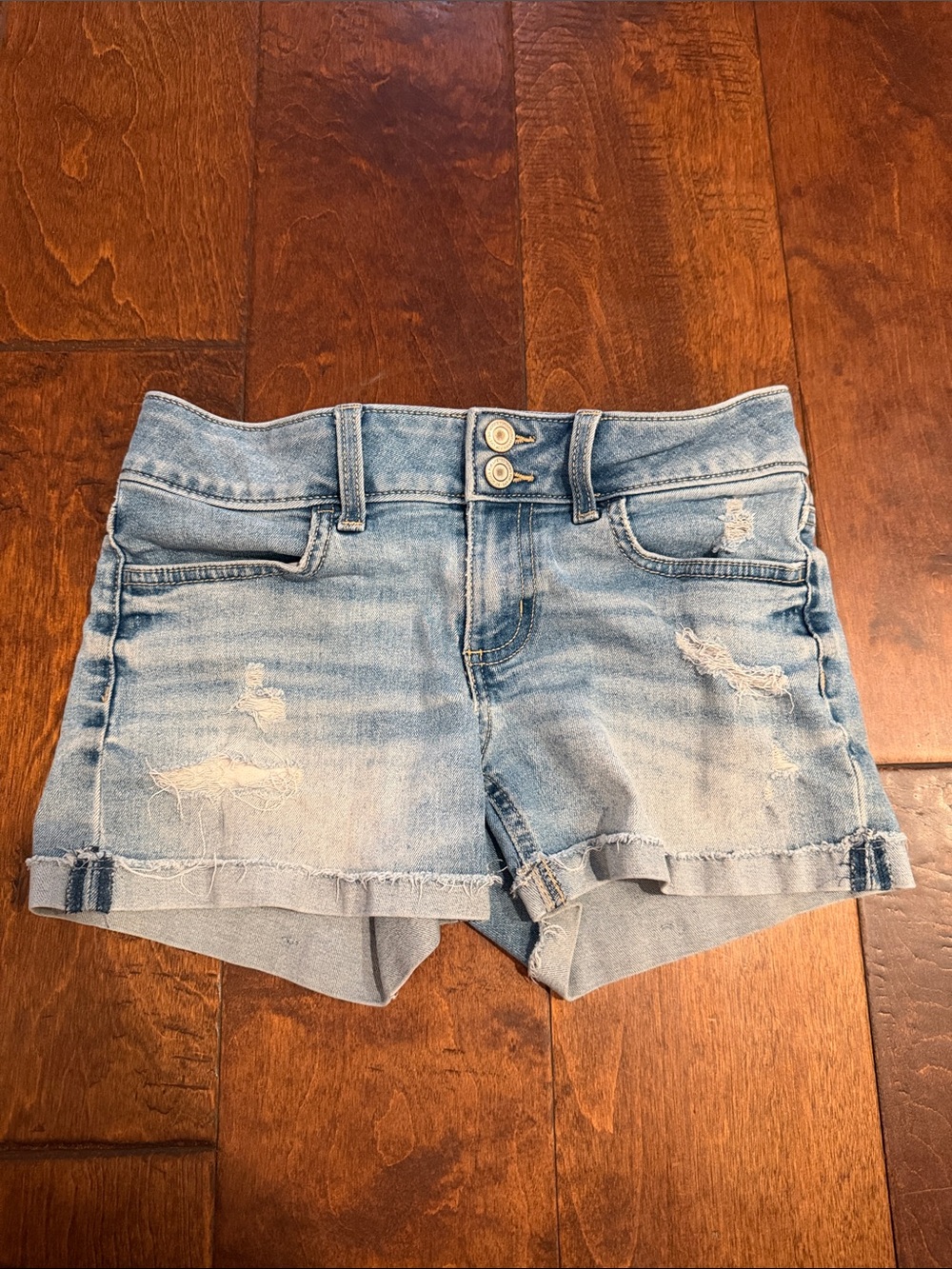 SO Girls Light Blue Distressed Denim Jean Shorts